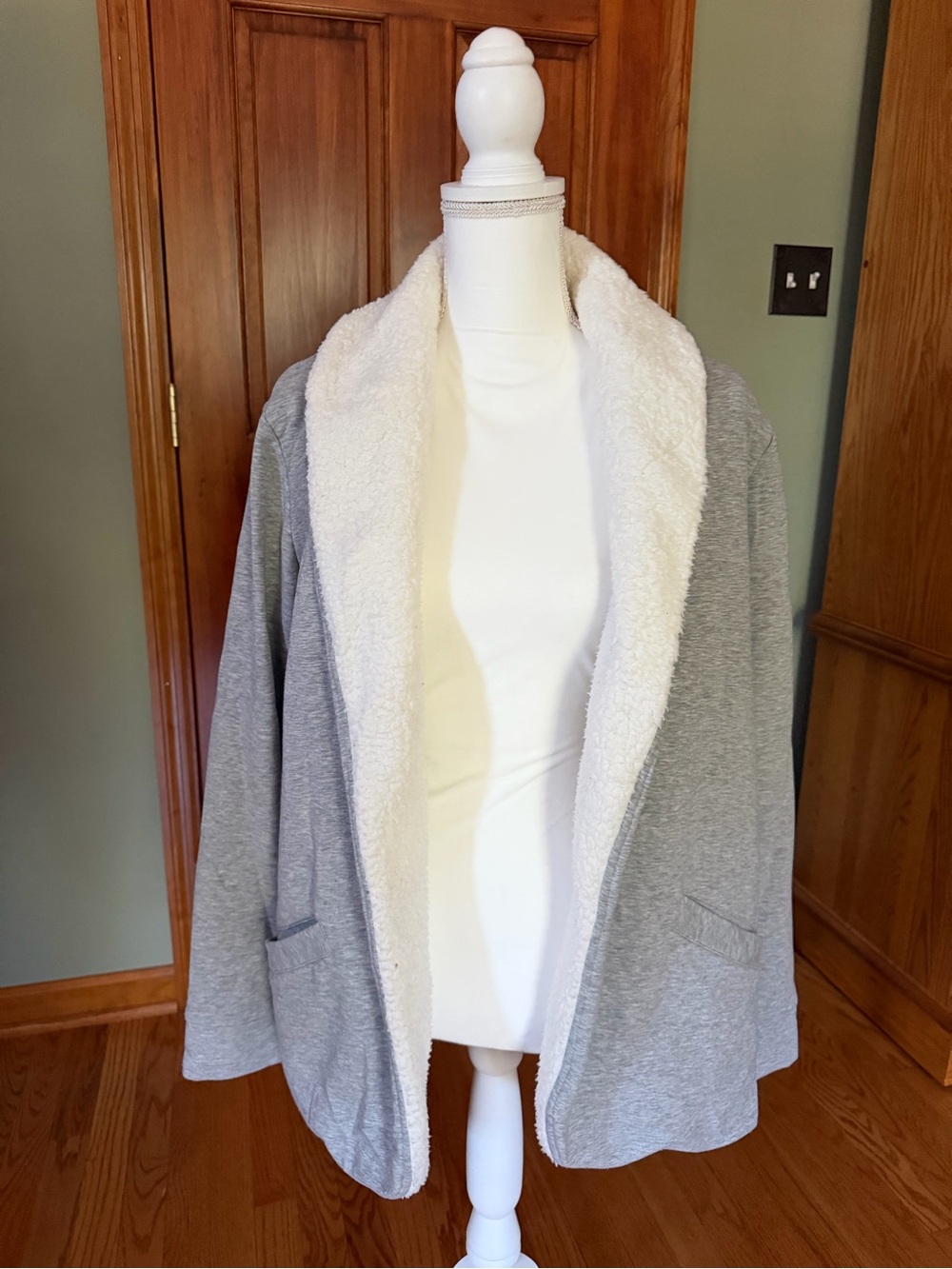 Lands' End Gray Jacket with White Sherpa Collar